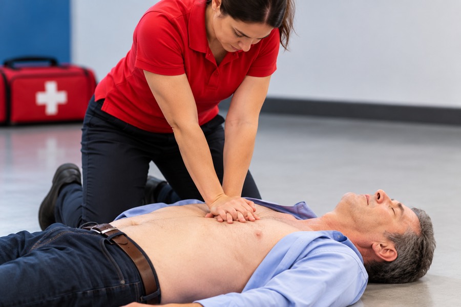 Compressions thoraciques sur un adulte